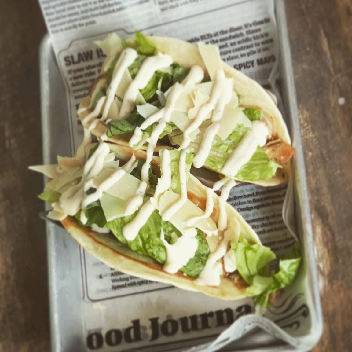 Flaming Caesar Tacos.